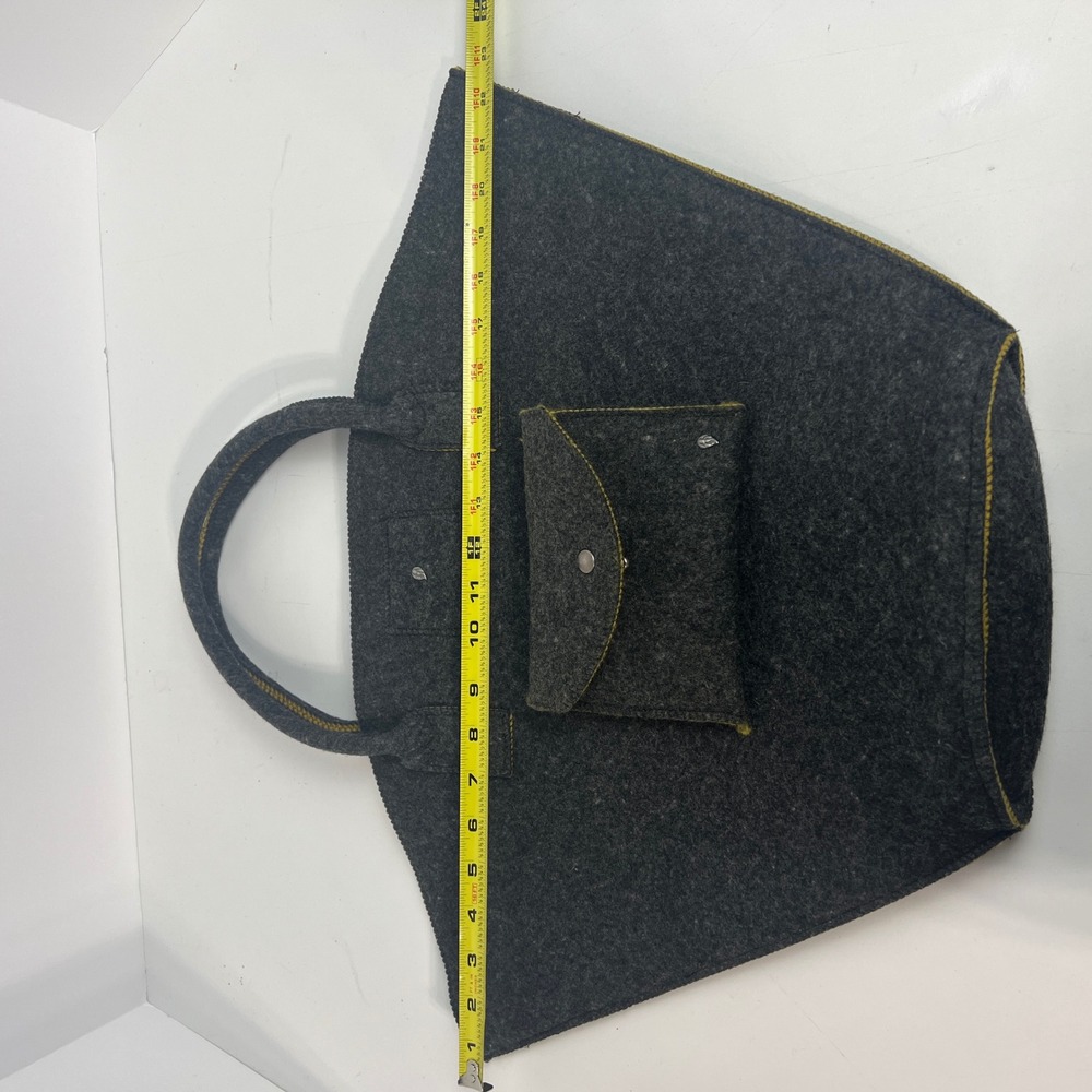 Helen Kaminski Sydney Australia Felted Wool Tote Bag Charcoal Grey Mustard inter - Picture 10 of 11